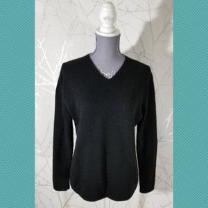 Valerie Stevens Black Cashmere V-Neck Sweater